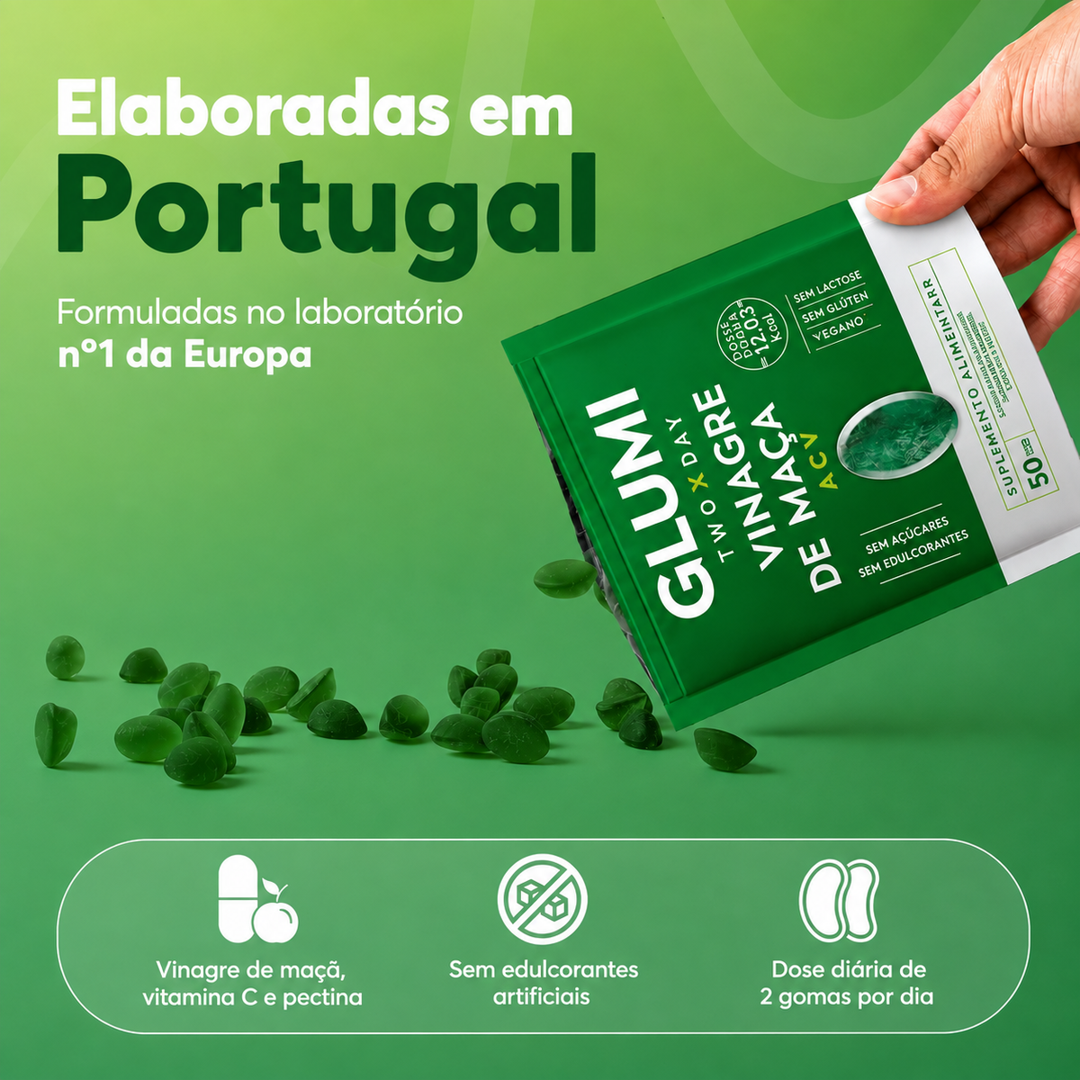 Gomas de vinagre de sidra de maçã GLUMI