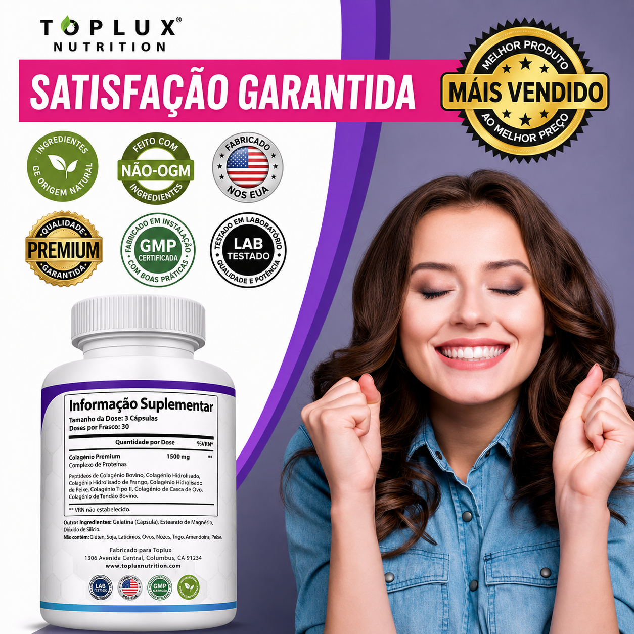 Peptídeos de colagénio (90 cápsulas)