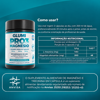 Pro3Magnésio – L-Treonina, Quelato e Dimalato