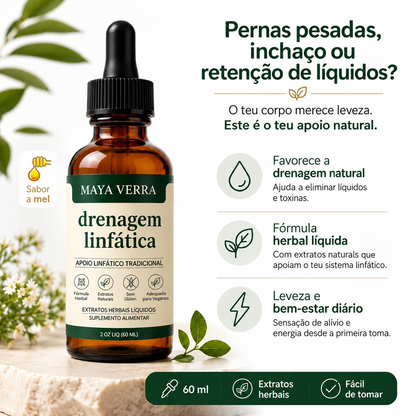 Gotas de plantas para drenagem linfática, que ajudam a reduzir o inchaço e a sensação de peso.