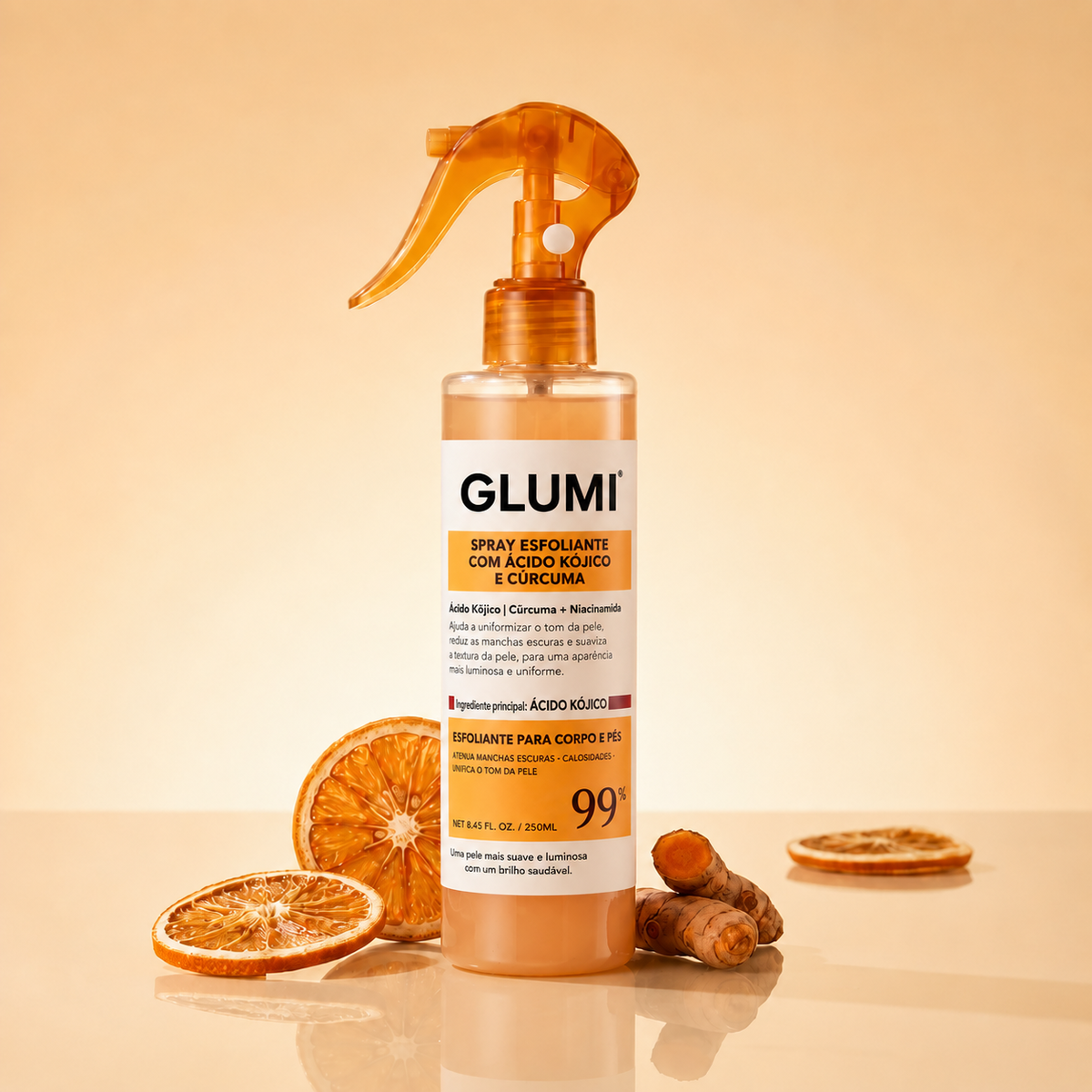 Esfoliante corporal com ácido kójico e curcuma