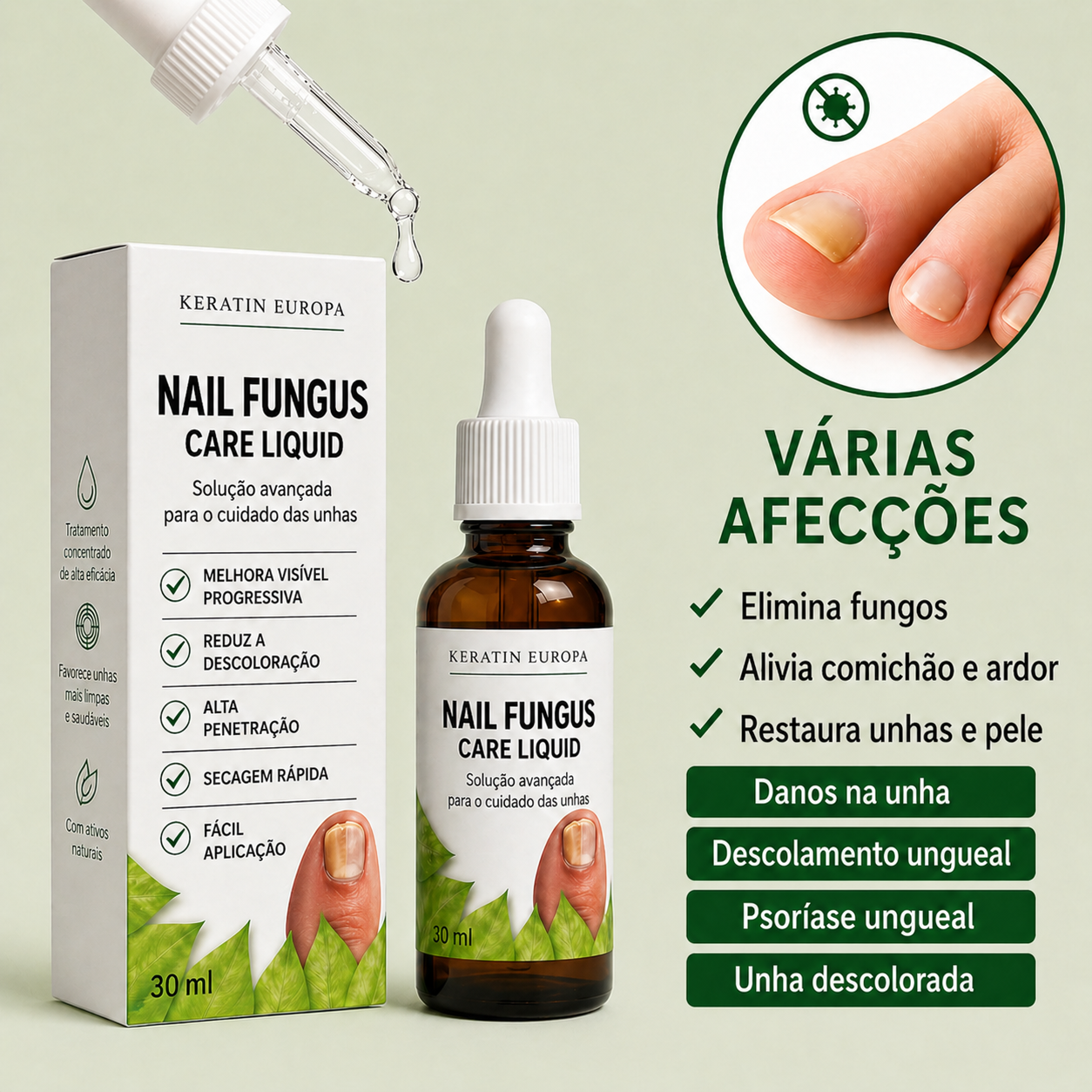 Fungos nas unhas, líquido para tratamento: gotas reparadoras